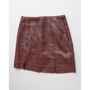 VICI Burgundy Faux Leather Mini Skirt XS